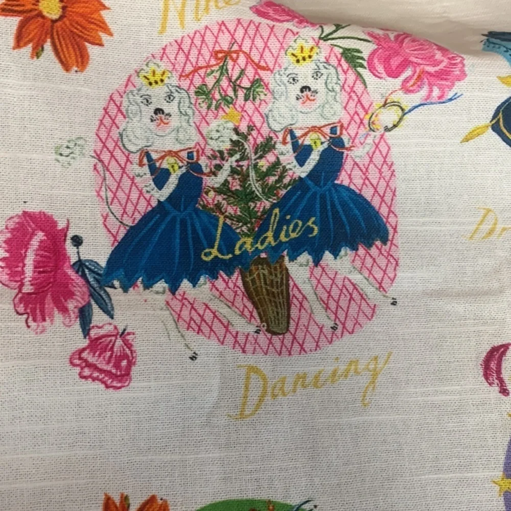 Anthropologie Emily Maude 12 days of Christmas kitchen dish towel new unused